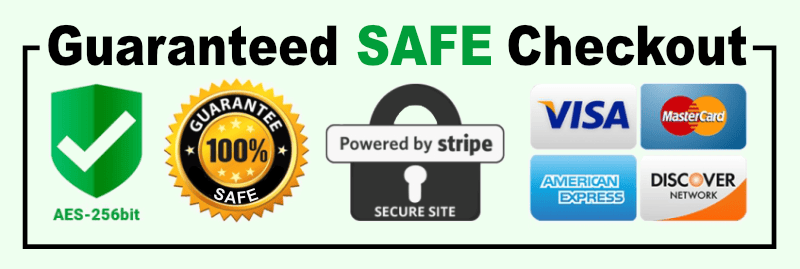Guaranteed SAFE checkout; Powered by Stripe